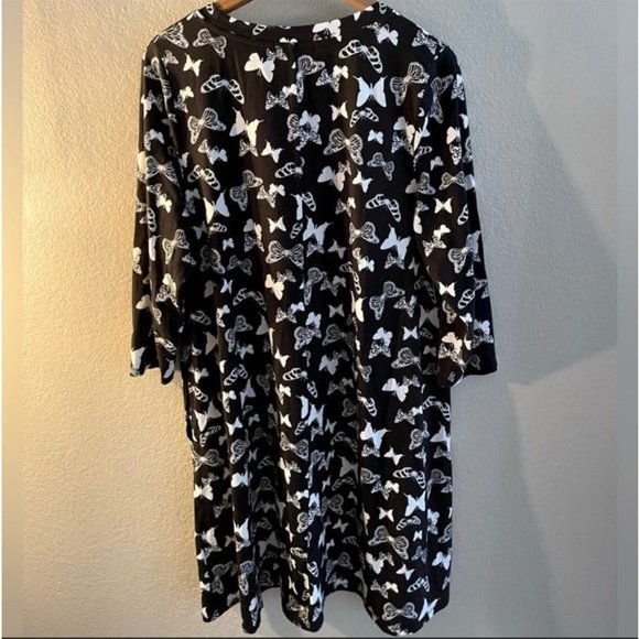 ATTIC SALT Black & White Butterfly Print 3/4 Sleeve Shift Mini Dress Sz L NEW Br - Picture 2 of 4